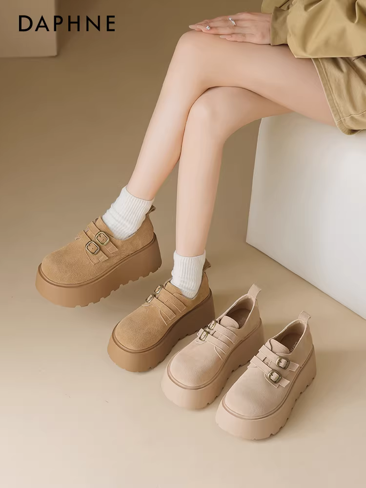 Giày Birkenstock tăng chiều cao toàn diện của Daphne dành cho nữ, giày đế dày kiểu lười mùa thu mới năm 2025 dành cho người nhỏ nhắn.
