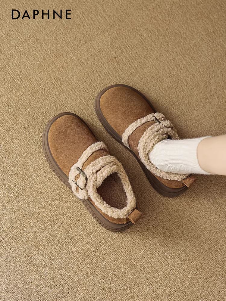 Giày Birkenstock lót lông cừu Daphne dành cho nữ 2025 giày cotton mùa đông mới đế dày chống trượt đa năng giày bốt lông tuyết