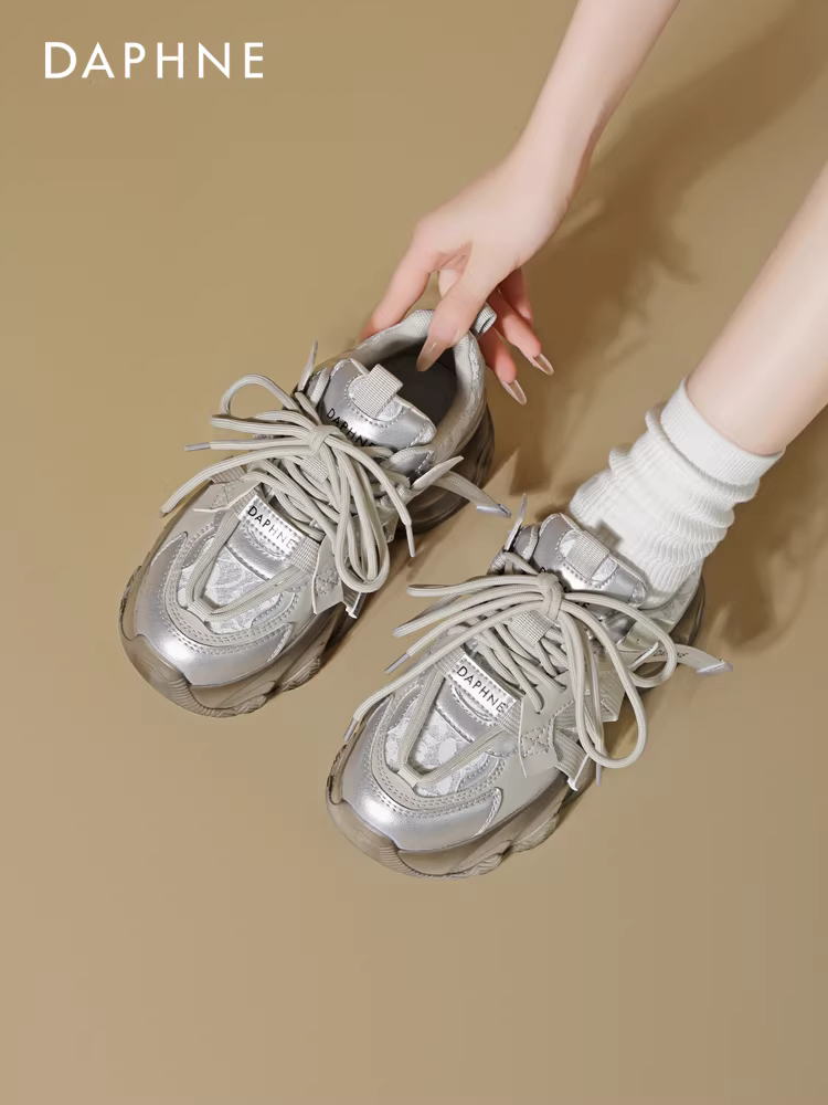 Giày thể thao đế dày Daphne dành cho nữ 2025, kiểu dáng mới mùa thu, nhẹ, phong cách xuân thu, tăng chiều cao, đa năng, giày thường ngày