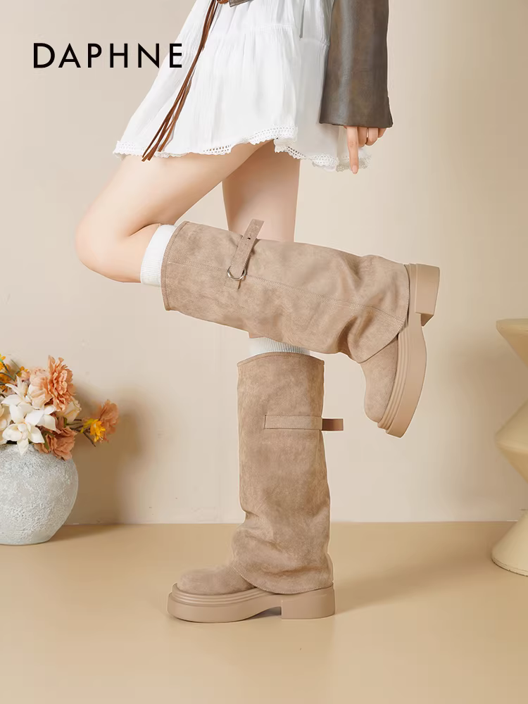 Giày bốt dài Daphne, bốt kiểu quần, bốt mới mùa thu đông 2025, bốt nữ Melard đế dày dáng dài thon gọn