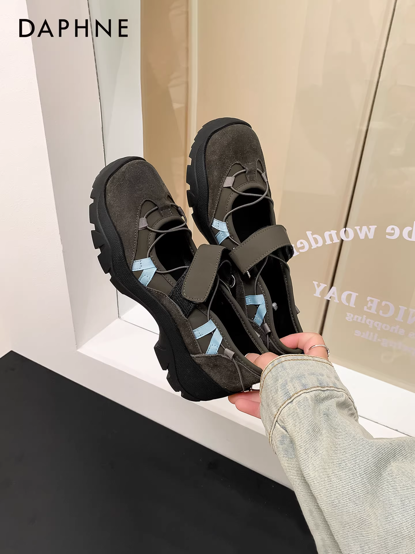 Giày bệt nữ Daphne 2025 kiểu mới, giày ballet chức năng đế dày, giày Mary Jane, giày da, giày thể thao có khóa dán