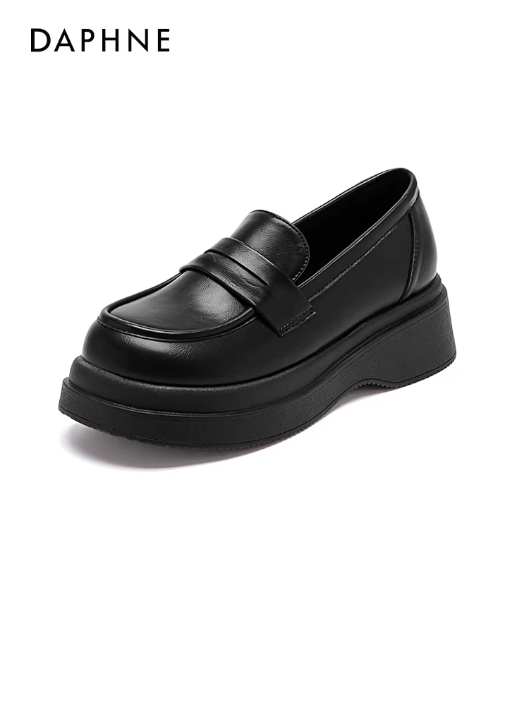Giày lười đế dày màu trắng Daphne dành cho nữ, kiểu mới mùa thu 2025, đi làm, dành cho bà bầu, giày da nhỏ kiểu lười, giày đơn.
