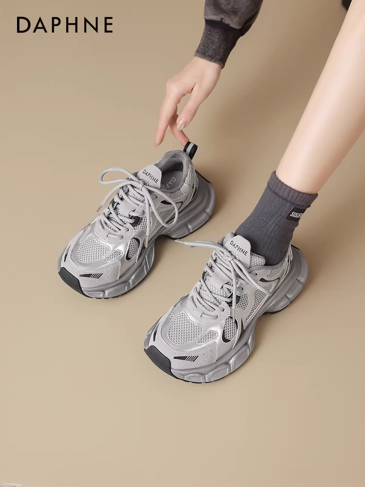 Giày bốt tuyết đế dày Daphne dành cho nữ 2025, giày mùa đông mới tăng chiều cao, giày thể thao lót lông cừu, giày thường, giày bố