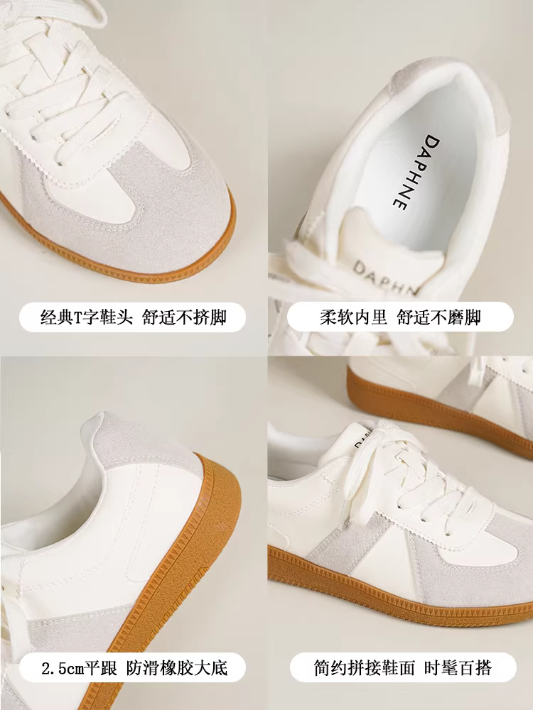 Giày tập Daphne nữ 2025 mẫu mới thu đông, giày trắng đa năng, giày đế bằng phối màu, giày thể thao thường ngày dành cho nữ