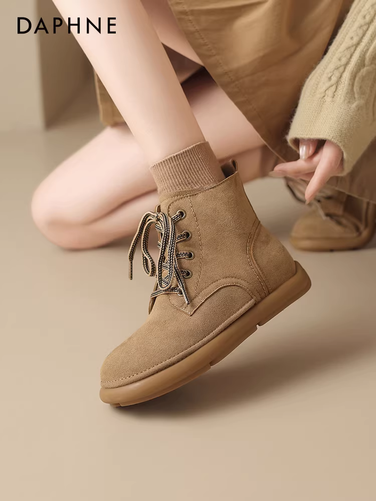 Giày bốt ngắn Daphne Maillard Brown dành cho nữ 2025 Mẫu mới mùa đông kiểu Birkenstock phong cách Wasteland Giày bốt Martin