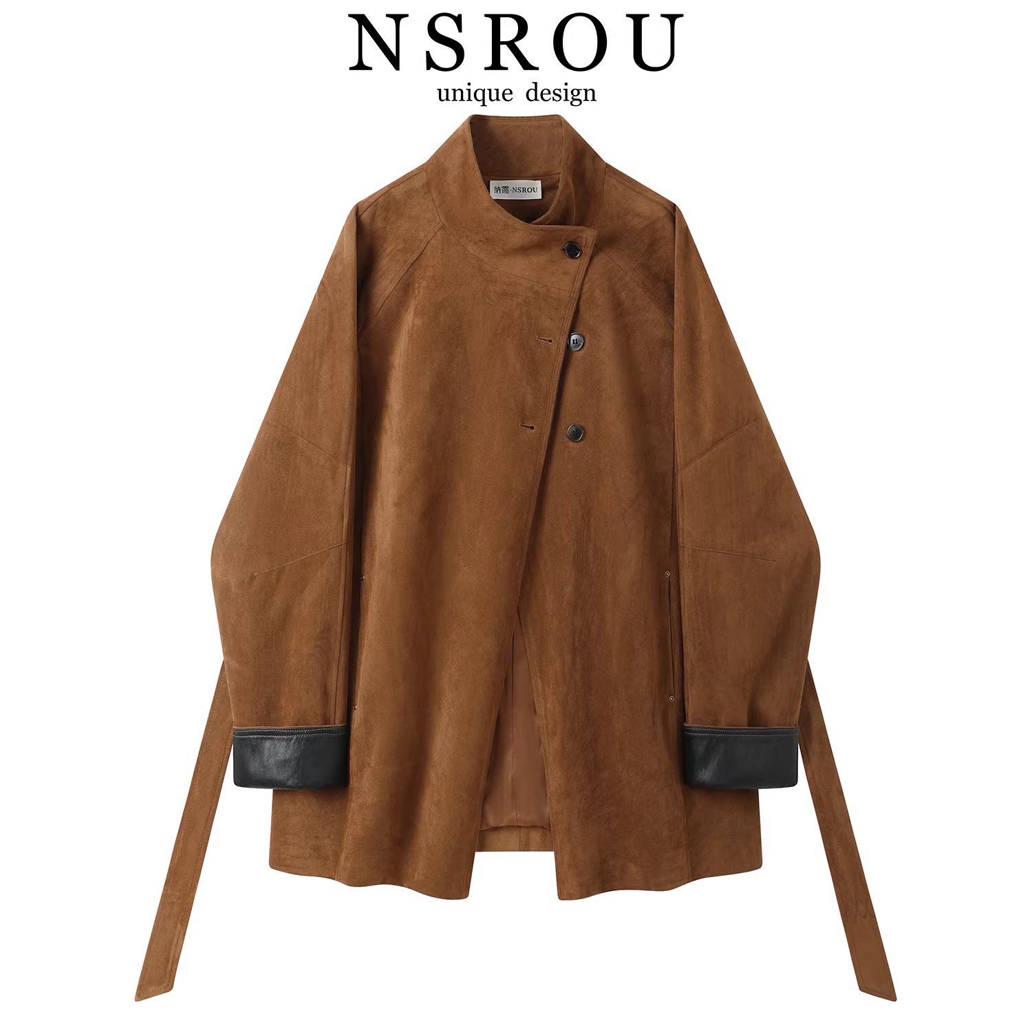 Áo khoác da lộn màu nâu Melard cổ điển cao cấp dành cho nữ, áo khoác và áo gió kiểu Mỹ dài vừa phải mùa thu