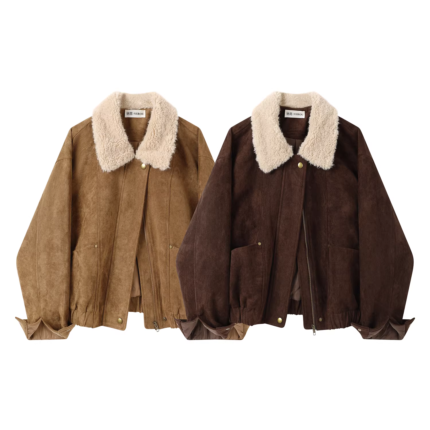 Áo khoác len ngắn cổ trụ kiểu Mỹ cổ điển dành cho phụ nữ nhỏ nhắn, áo khoác da biker mùa đông sành điệu.