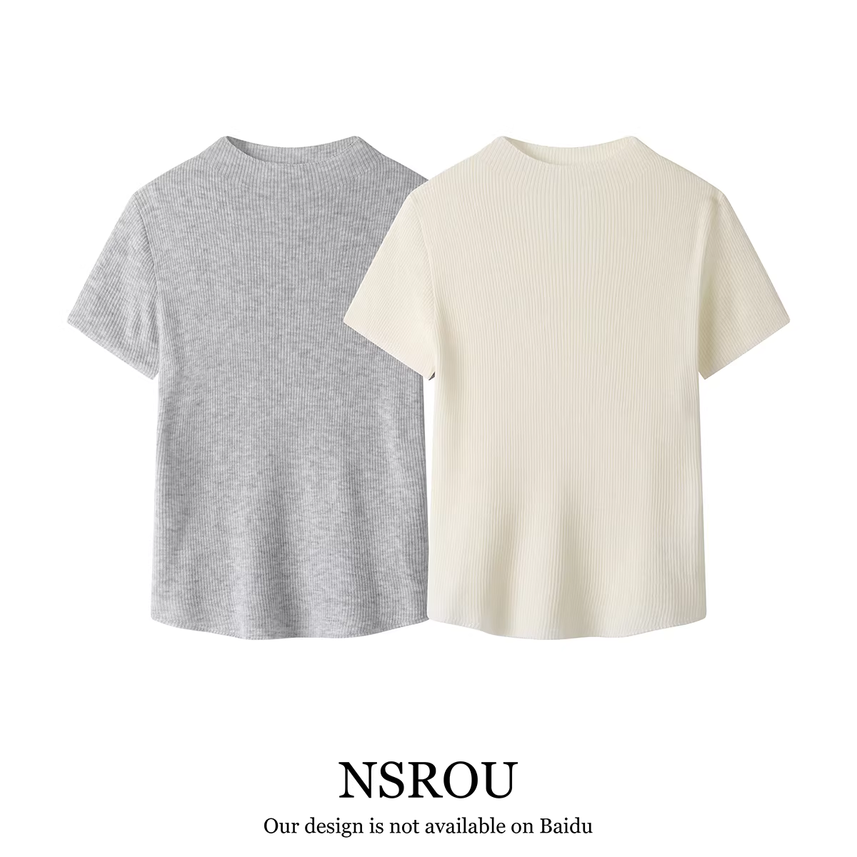 Áo thun dệt kim ngắn tay cổ cao nửa cổ hợp thời trang và trẻ trung dành cho nữ, thích hợp cho mùa xuân và mùa hè, áo lót đa năng.
