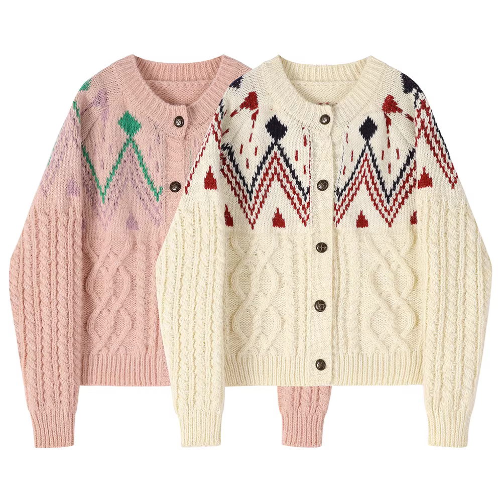 Áo len dệt kim phong cách retro kiểu Mỹ, áo len Giáng sinh dành cho nữ mùa xuân, mùa thu và mùa đông, áo khoác kiểu dáng giản dị mới giúp giảm béo