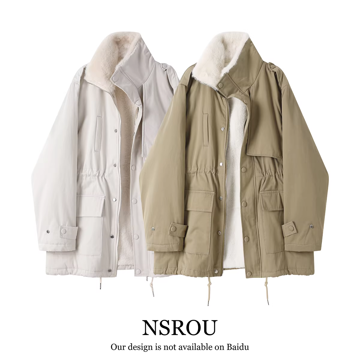 Áo khoác dài kiểu Anh dành cho nữ, mùa đông cao cấp, siêu phong cách, dáng rộng, cổ đứng, áo khoác lót lông cừu.