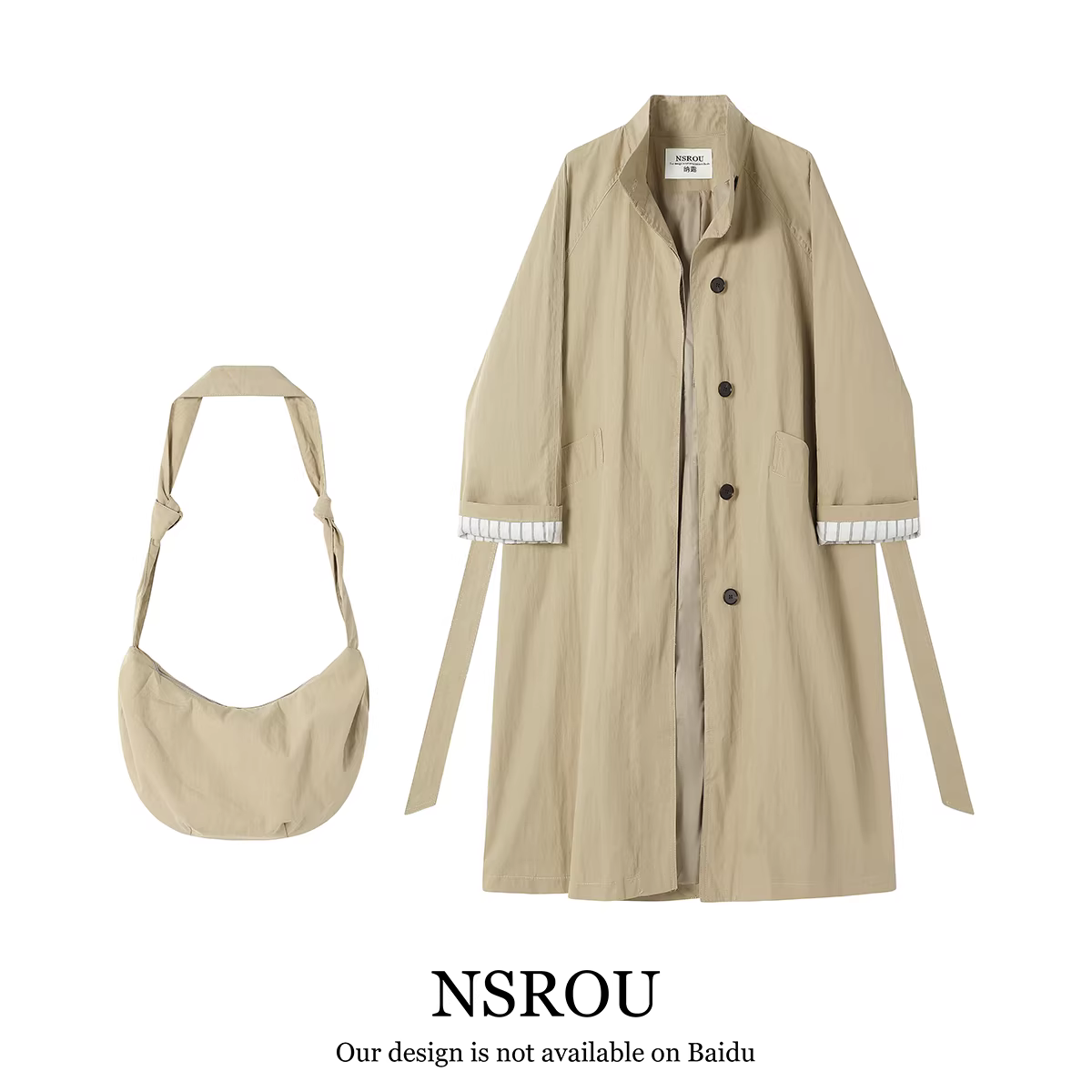 Áo khoác dài kiểu Anh màu kaki phổ biến năm nay dành cho phụ nữ nhỏ nhắn, áo khoác cổ đứng kiểu Hàn Quốc thường ngày mùa xuân và mùa thu.
