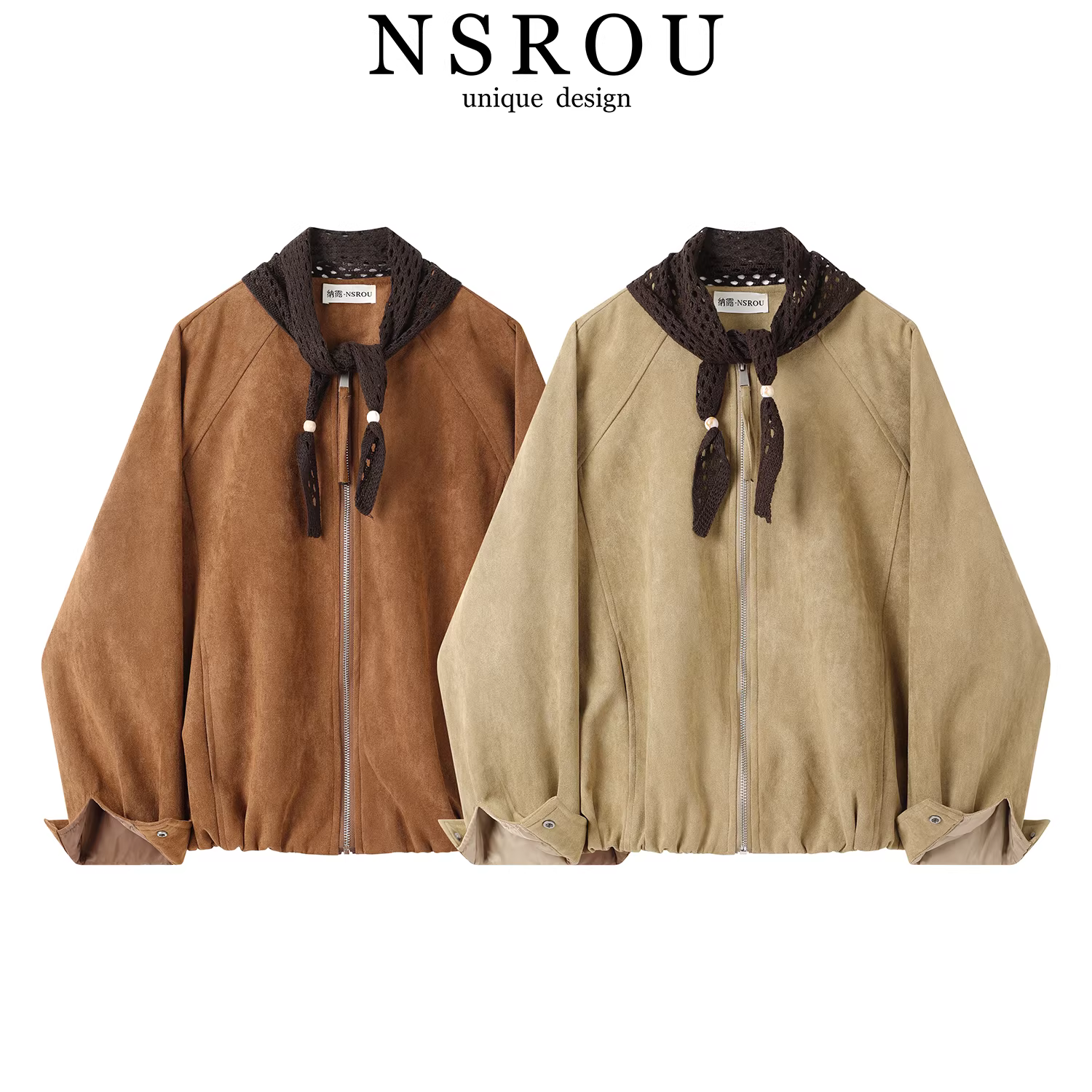 Áo khoác da ngắn da lộn cổ điển dành cho nữ, phong cách Hàn Quốc mùa thu, áo khoác độc đáo và siêu phong cách