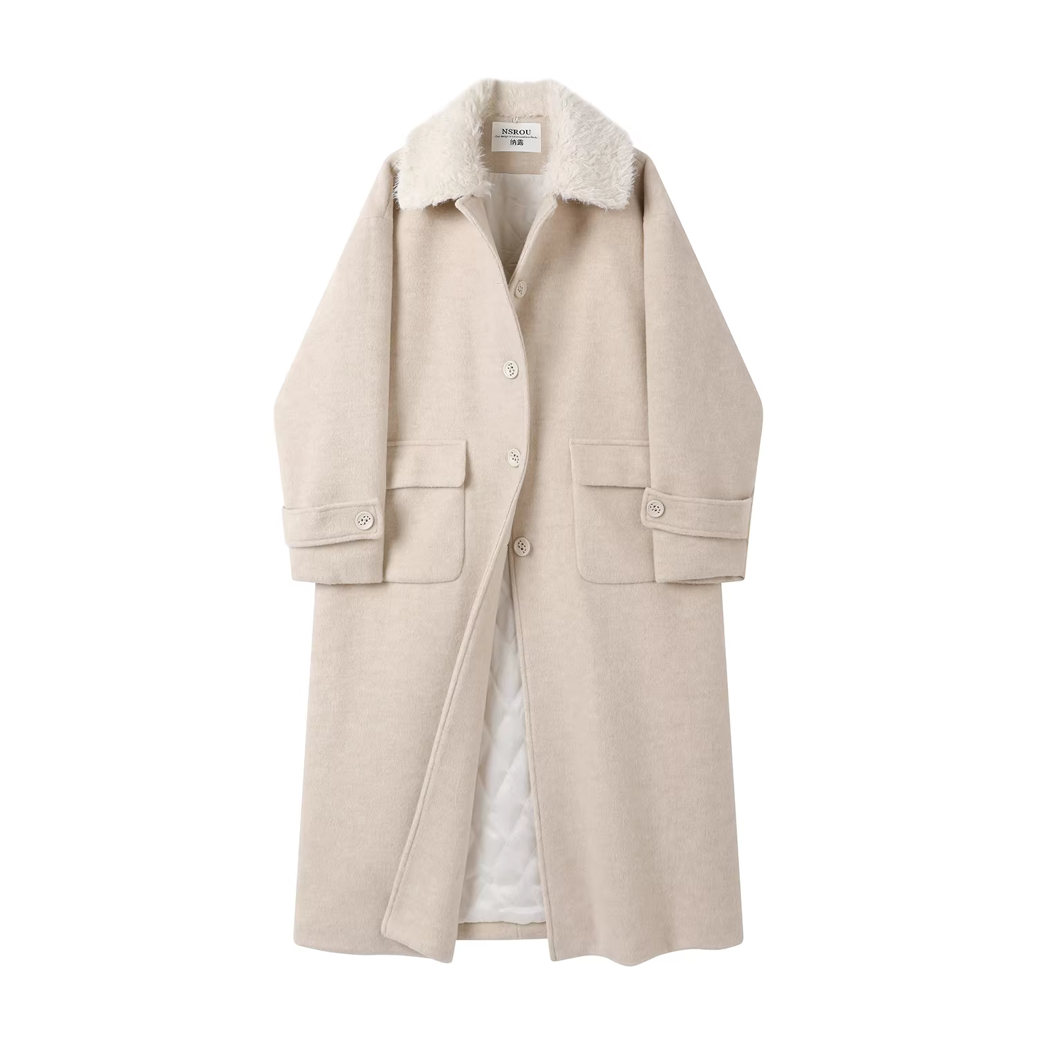 Áo khoác len dày dặn kiểu Hàn Quốc thanh lịch dành cho nữ, áo khoác mùa đông mới dài vừa phải, đa năng, ấm áp