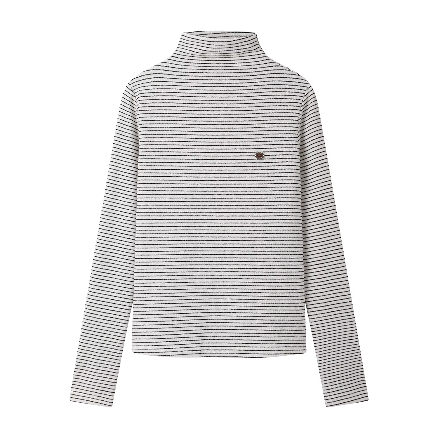 Áo dệt kim dài tay cổ cao nửa cổ sọc cao cấp dành cho nữ, lớp trong ôm sát dáng người cho mùa thu đông.