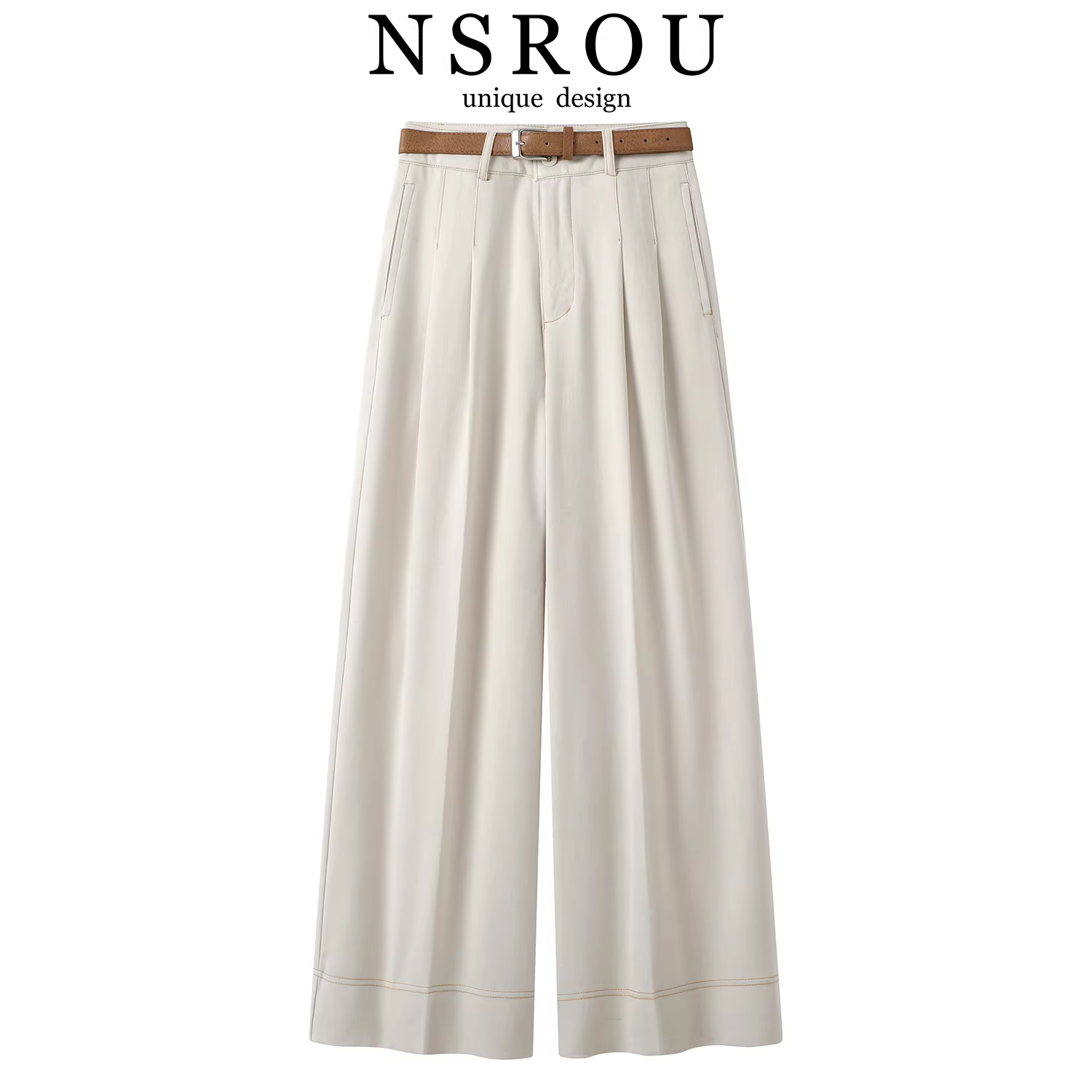 Quần jean trắng rộng ống cao cấp dành cho nữ, quần dài ống đứng dáng suông, cạp cao, tôn dáng, mới về cho đầu thu.