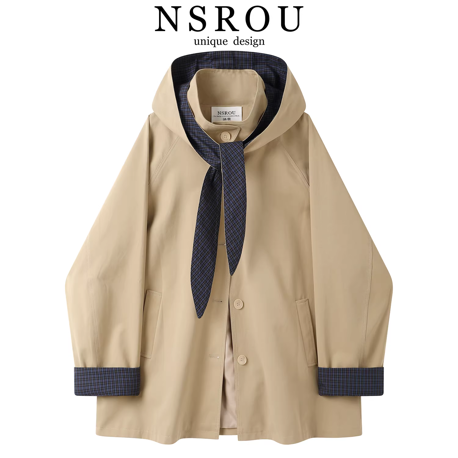 Áo khoác ngắn có mũ trùm đầu kiểu dáng cổ điển kiểu Hàn Quốc dành cho nữ, áo khoác có mũ trùm đầu đa năng phong cách mùa thu mới