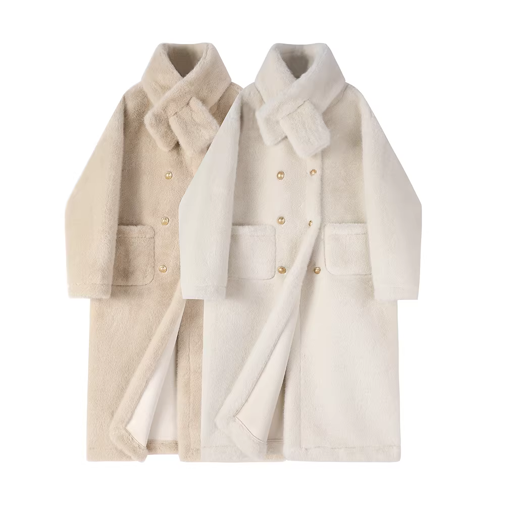 Áo khoác lông cừu cao cấp dài trung bình dành cho nữ, kiểu dáng mùa đông mới, thanh lịch, dày dặn và ấm áp.