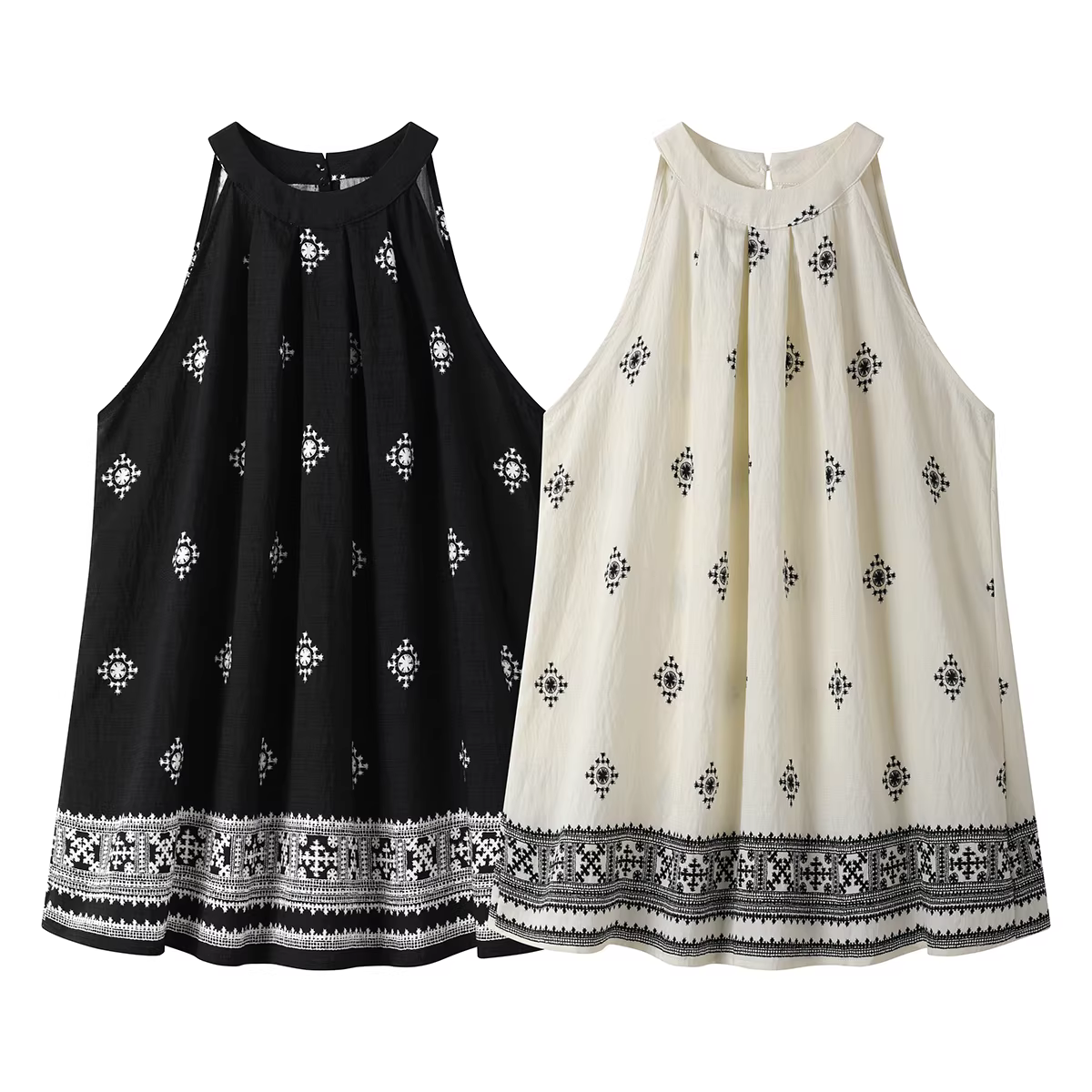 Áo dây không tay in họa tiết cổ điển kiểu Pháp dành cho nữ, áo yếm dáng rộng mùa hè.