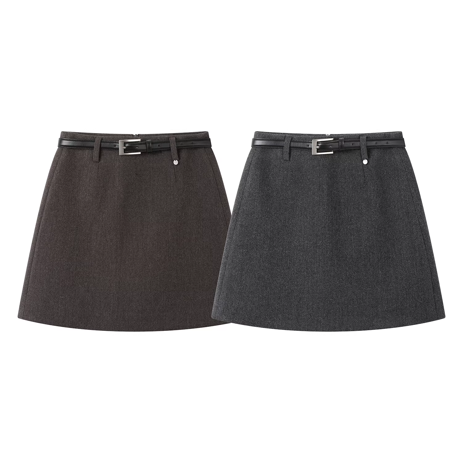 Quần áo công sở cổ điển váy len dáng ôm eo cao đa năng Váy chữ A váy ngắn ôm hông màu xám mùa thu đông dành cho nữ