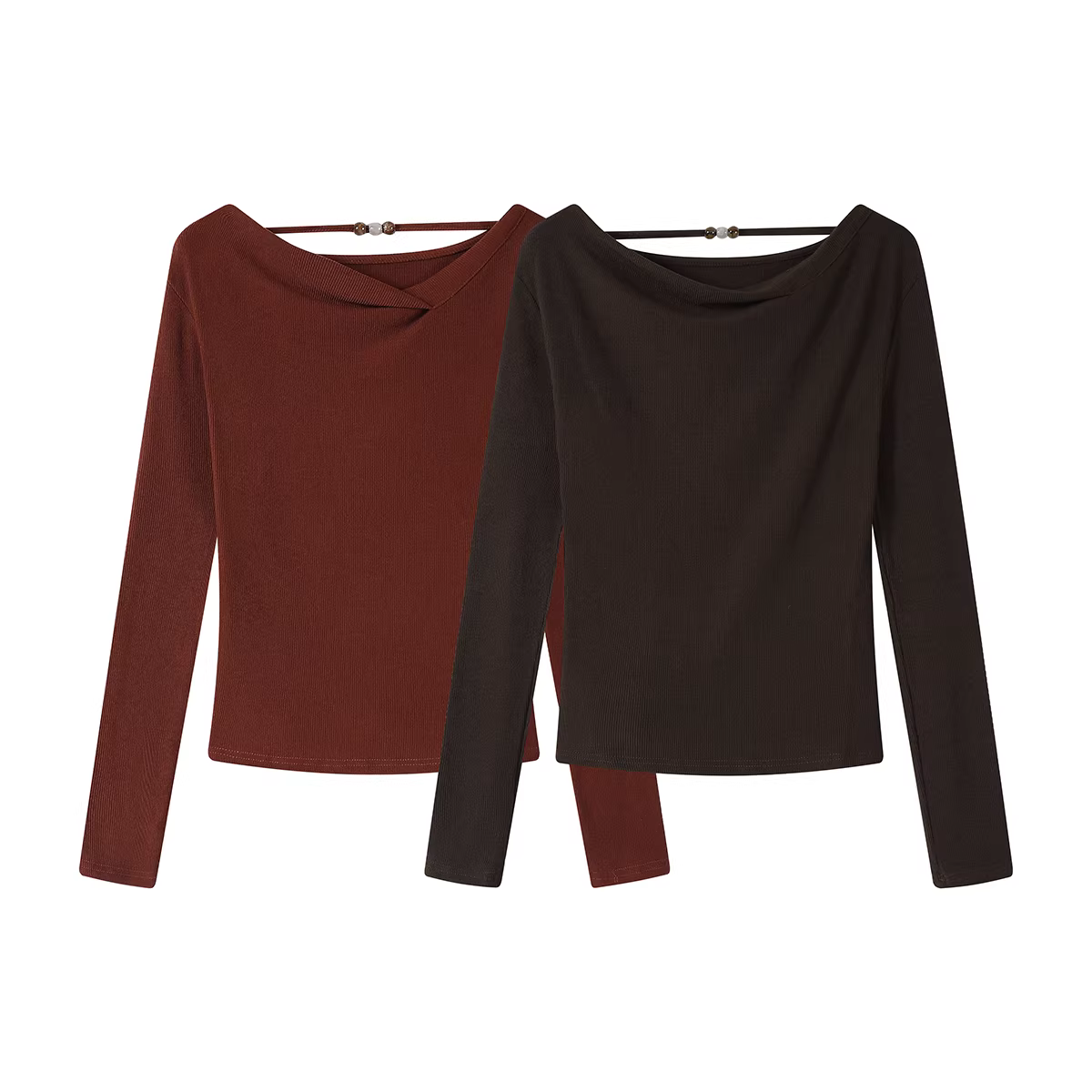 Áo dệt kim cao cấp phong cách Pháp độc đáo và sang trọng của NSROU, áo thun ngắn dáng ôm tôn dáng đầu thu.