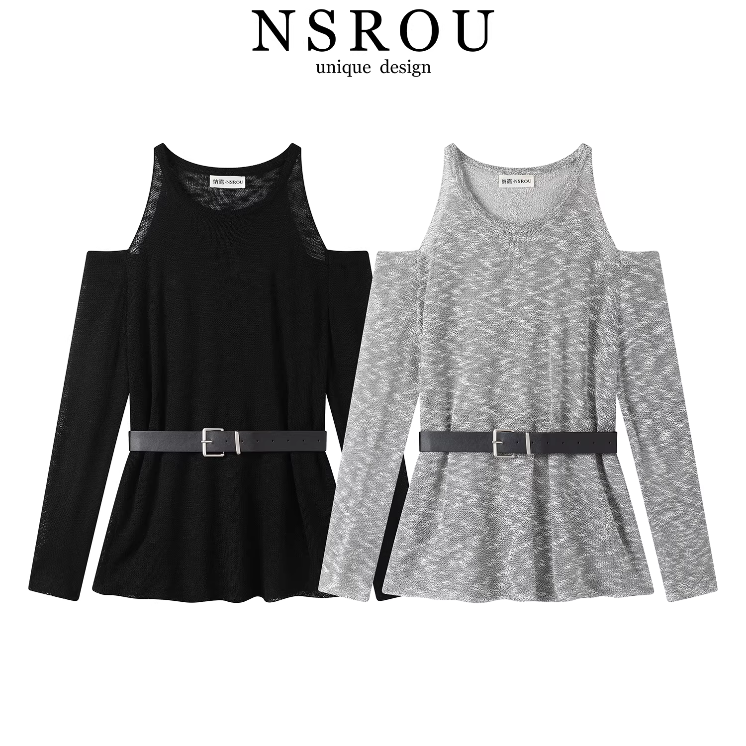 Áo dệt kim dài tay lệch vai phong cách retro kiểu Mỹ dành cho nữ, áo kiểu dáng rộng vừa vặn, đa năng, mới lạ cho đầu mùa thu.