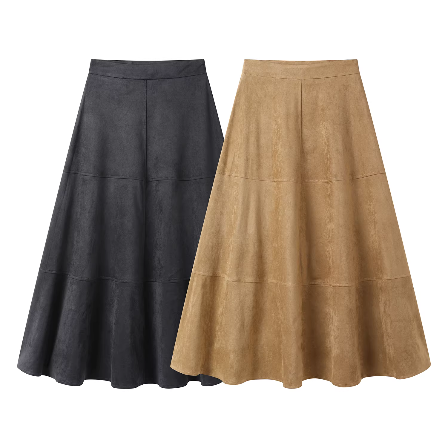 Váy da lộn màu cà phê cổ điển dành cho nữ, váy da kiểu dáng chữ A kiểu Mỹ mới dành cho đầu mùa thu.