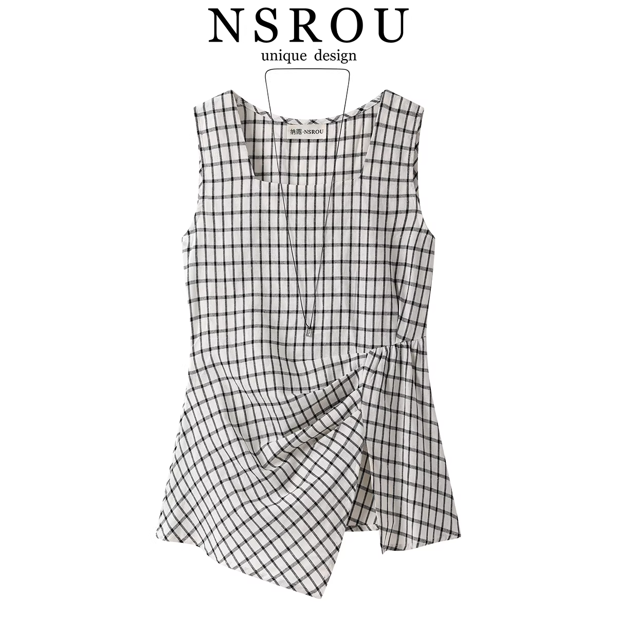 Váy vest không tay kẻ sọc phong cách retro NSROU dành cho nữ, thiết kế mùa hè mới, váy ngắn kiểu áo sơ mi.