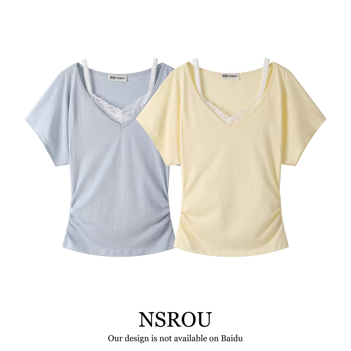 Áo thun ngắn tay phối ren phong cách sang trọng và thuần khiết của Hàn Quốc dành cho nữ, áo ngắn mùa hè gợi cảm cho cô gái nóng bỏng