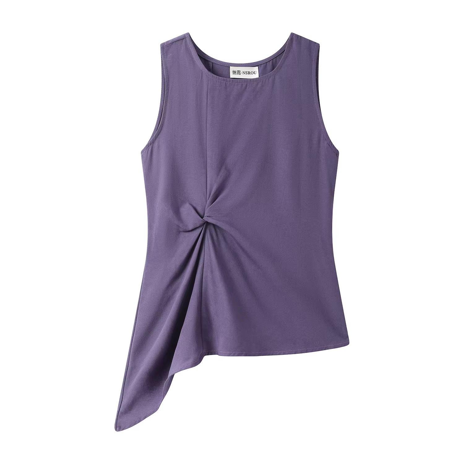 Áo vest không tay bất đối xứng kiểu Pháp dành cho nữ, thiết kế mùa hè mới, thiết kế độc đáo, áo thun thon gọn.