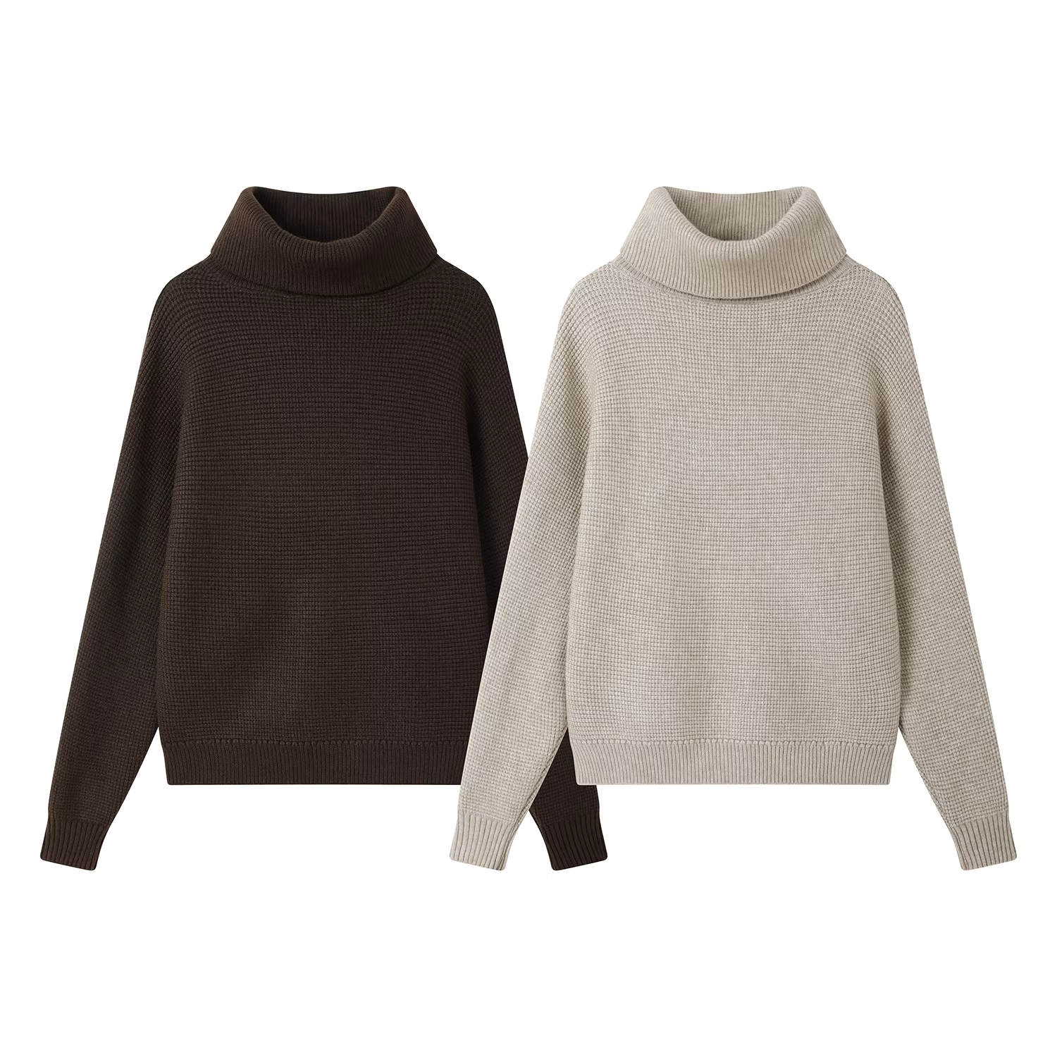 Áo khoác len cổ cao kiểu dáng cổ điển Hàn Quốc dành cho nữ, mùa thu đông, dáng rộng, tay dài, chất liệu len ấm áp