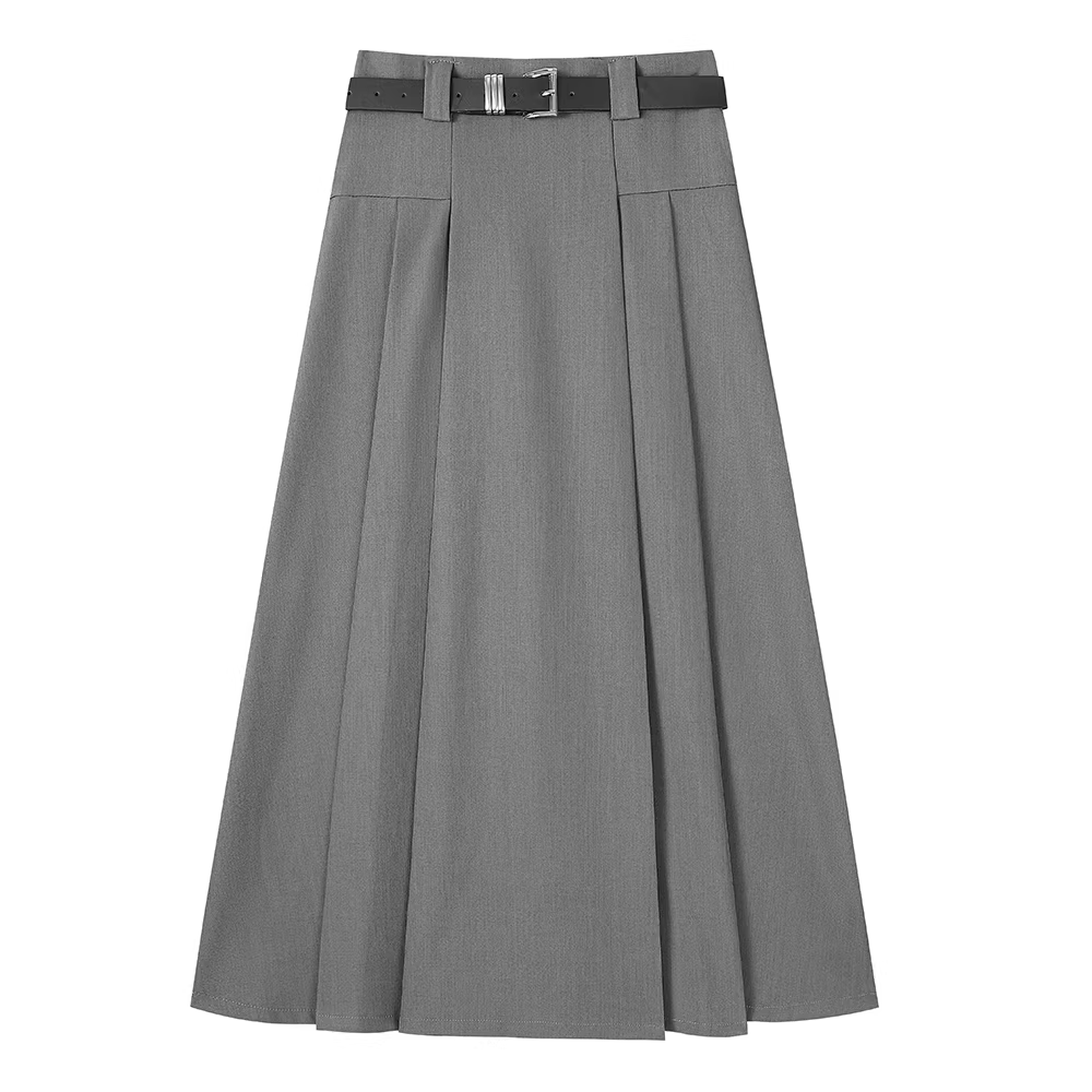 Váy vest đen cổ điển kiểu Hàn Quốc, váy xếp ly dáng chữ A cao eo tôn dáng dành cho nữ mùa xuân thu.