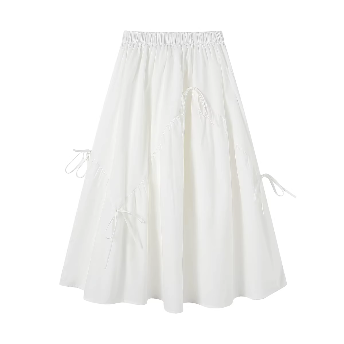 Váy chữ A có dây buộc thiết kế đa năng phong cách Hàn Quốc dành cho nữ, váy xếp ly eo cao mới mùa hè, váy thanh lịch giúp thon gọn