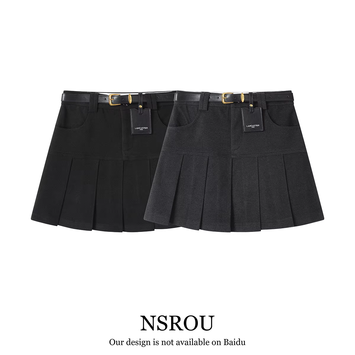 NSROU nữ mùa thu đông retro đa năng váy bút chì lưng cao giảm béo váy ngắn xếp ly váy len chữ A