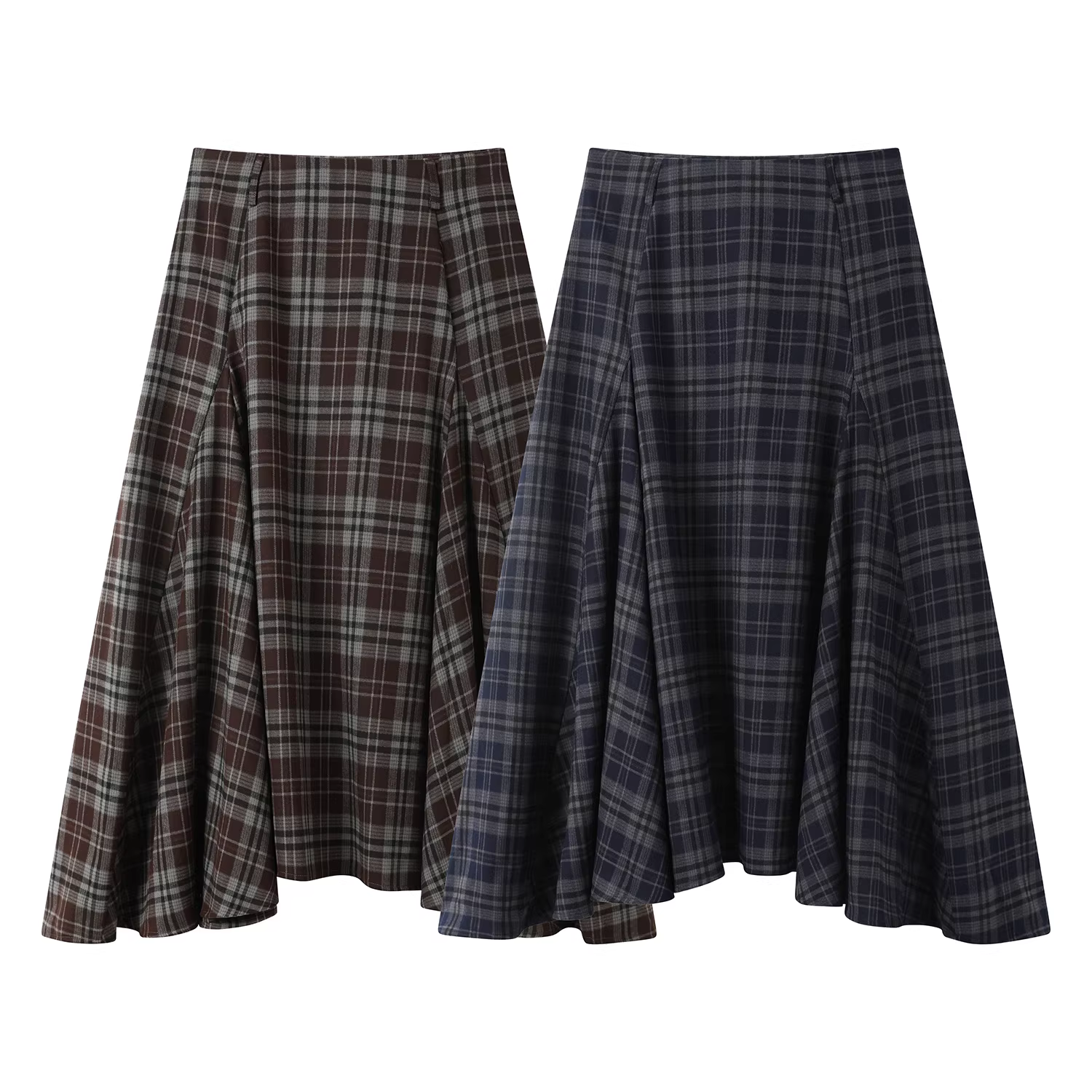 Váy ôm sát kiểu retro preppy dành cho nữ, dài ngang đùi, cạp cao, tôn dáng, xếp ly dáng chữ A bất đối xứng