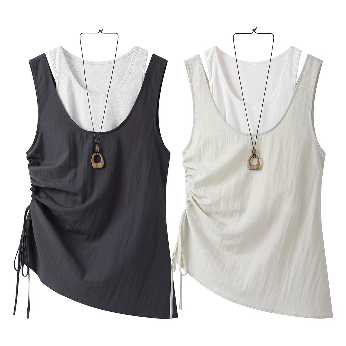 Áo vest không tay kiểu Hàn Quốc thanh lịch dành cho nữ, thiết kế mùa hè mới, kiểu dáng ôm dáng xếp ly độc đáo, áo kiểu dáng đẹp và thời trang.