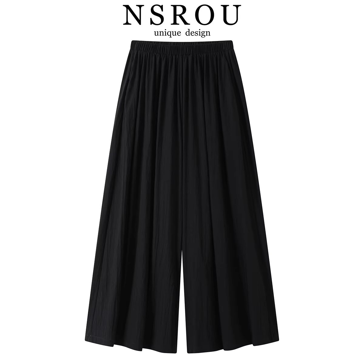 Quần culottes dáng chữ A rộng ống, màu đen, kiểu dáng lười biếng, thoải mái, tôn dáng dành cho nữ, mẫu mới mùa hè, quần Yamamoto chín phần.