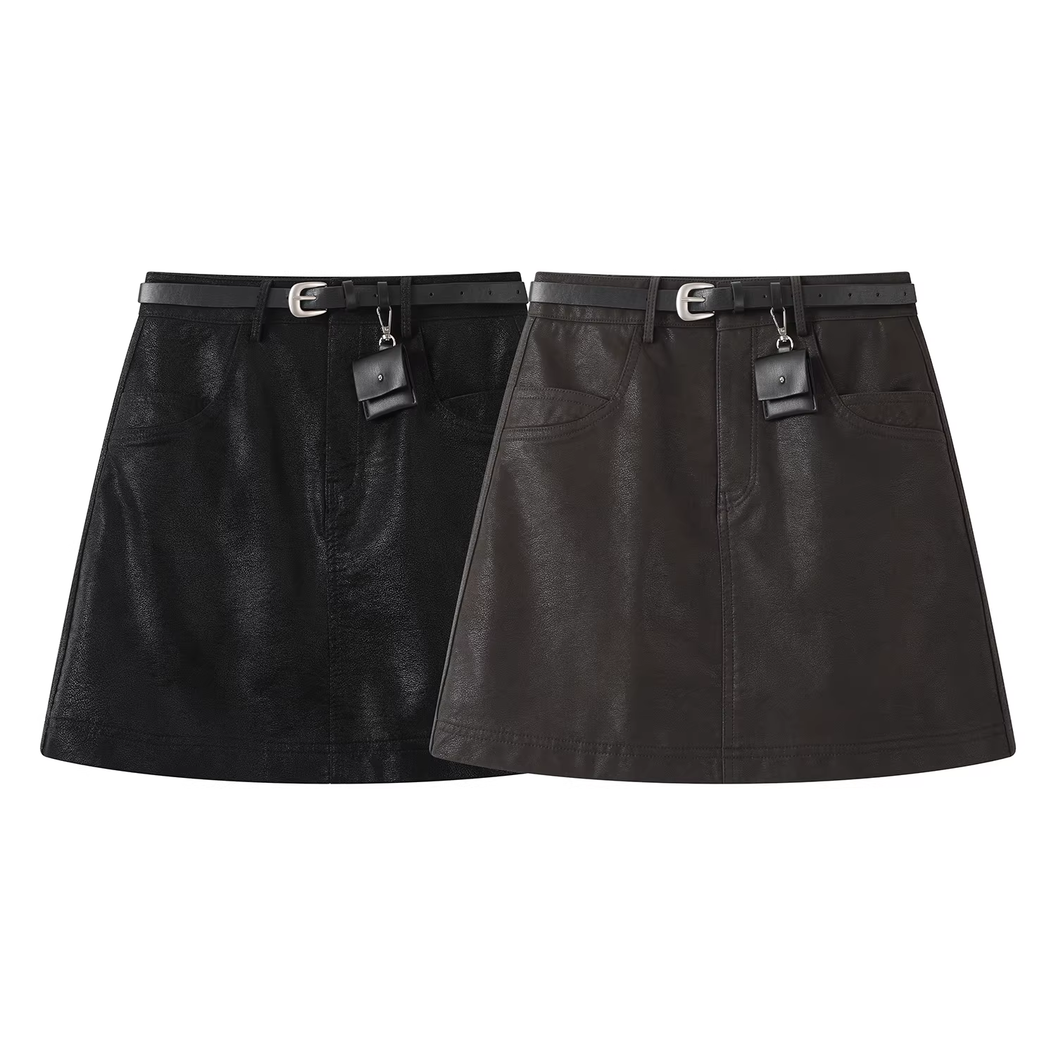 Váy bút chì da cao eo kiểu retro Pháp, tôn dáng, dành cho nữ, mẫu mới thu sớm, hot girl, chân váy ngắn dáng A