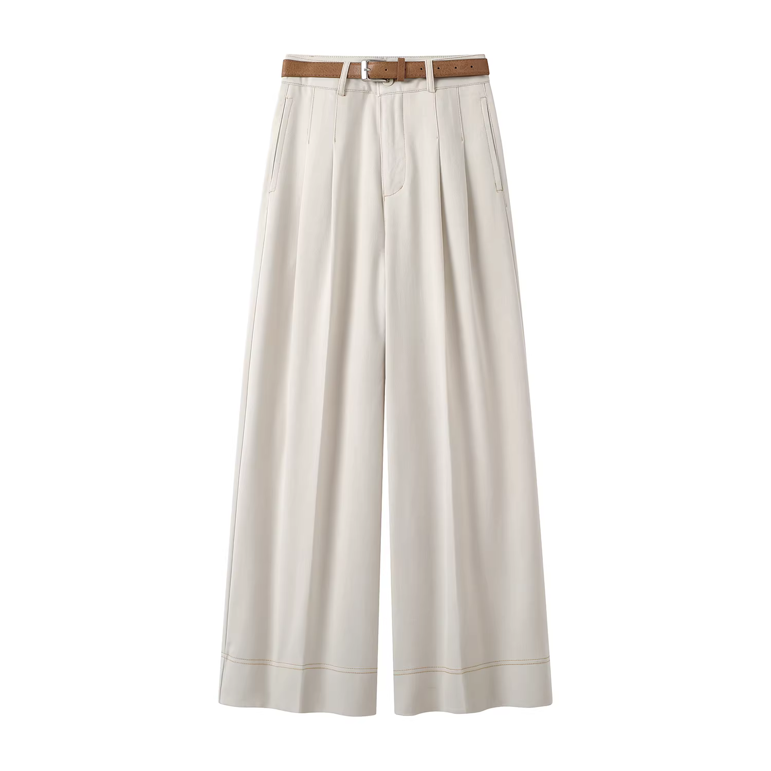 Quần jean trắng rộng ống cao cấp dành cho nữ, quần dài ống đứng dáng suông, cạp cao, tôn dáng, mới về cho đầu thu.