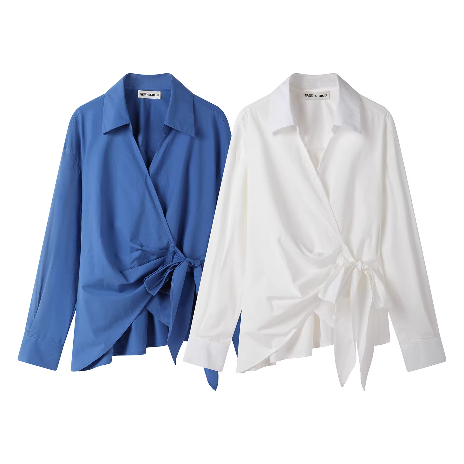 Áo sơ mi trắng dài tay thắt eo kiểu Pháp dành cho nữ, thiết kế mới cho đầu thu, áo thon gọn