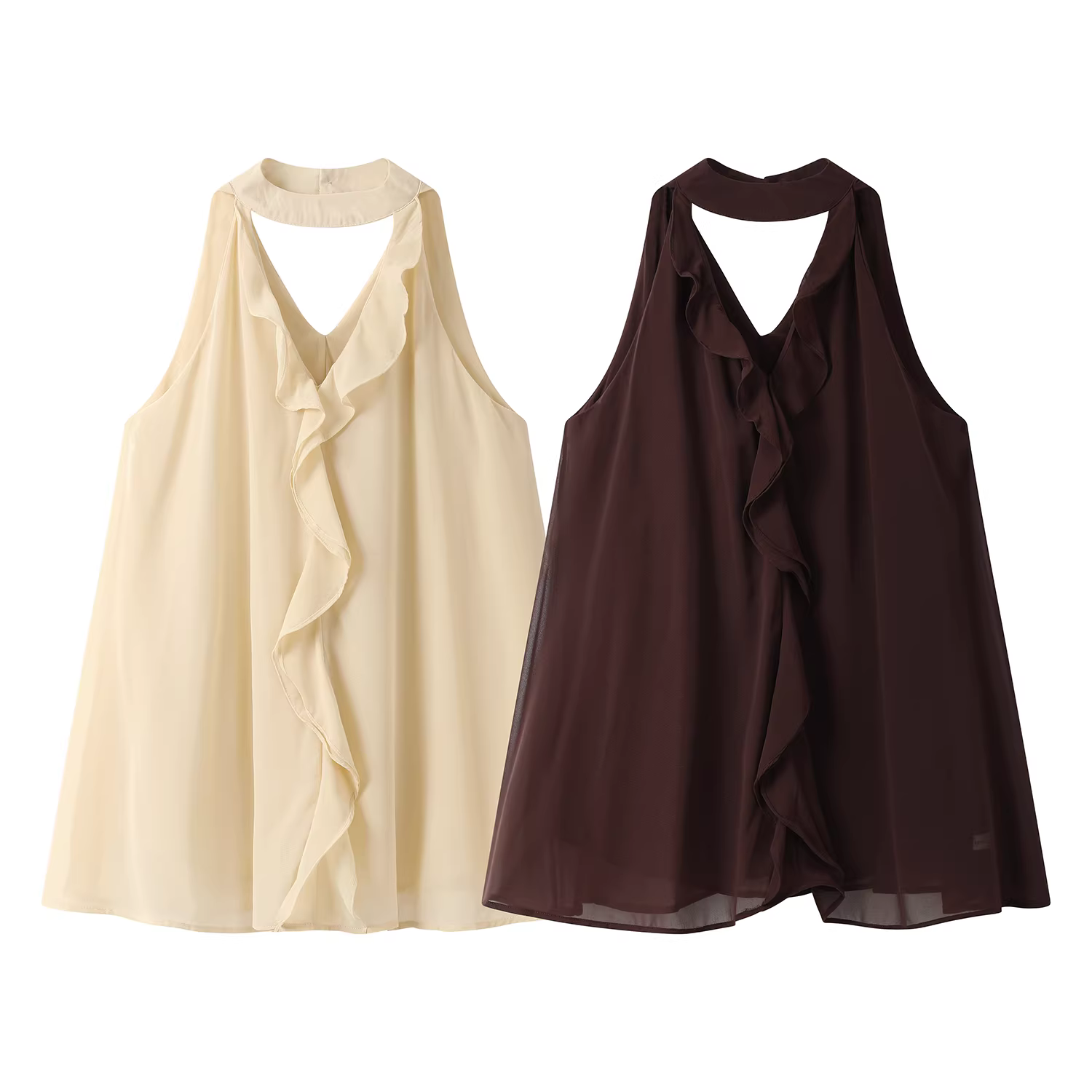 Áo hai dây kiểu Pháp thời trang và trẻ trung có viền xếp nếp dành cho nữ, áo ba lỗ mùa hè mới.