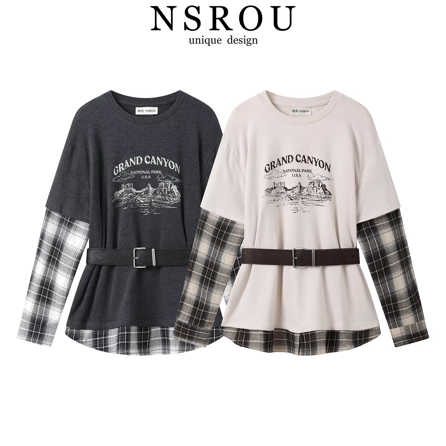 Áo sơ mi giả hai mảnh phong cách retro kiểu Hàn Quốc dành cho nữ, hợp thời trang mùa thu, giảm tuổi tác, dáng rộng, giảm béo, áo khoác thời trang