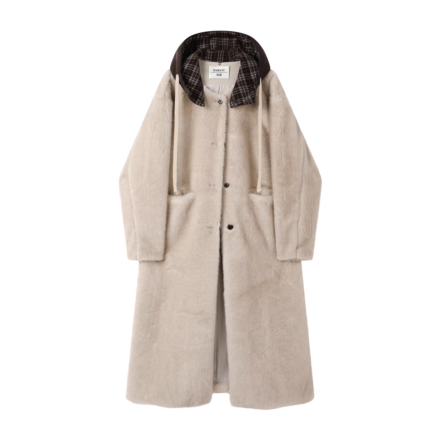 Áo khoác len cừu có mũ thời trang cao cấp kiểu Hàn Quốc dành cho nữ, áo khoác lông dài vừa phải mùa đông tích hợp kiểu dáng thanh lịch