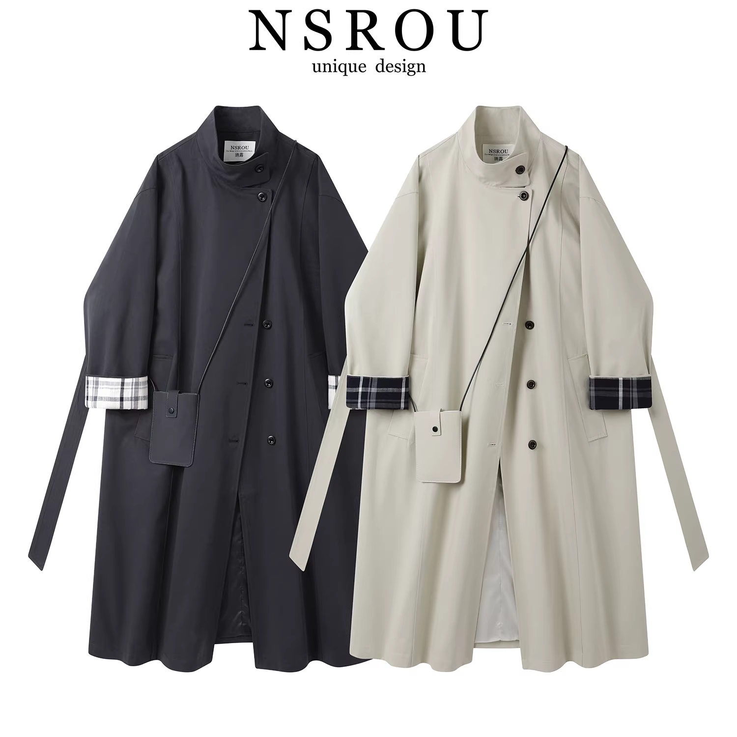 Phong cách retro Hàn Quốc, siêu đẹp, đường may màu tương phản, áo khoác gió dài vừa phải dành cho nữ, áo khoác mới rộng rãi và đa năng cho đầu mùa thu.