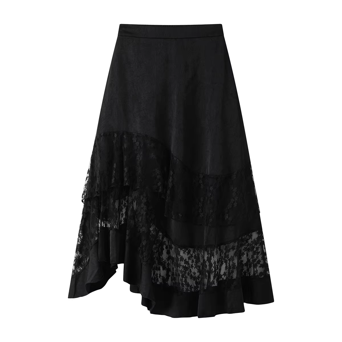 Váy xẻ tà không đều kiểu Pháp cổ điển phối ren dành cho nữ, thiết kế mùa hè mới, kiểu váy bánh ngọt độc đáo