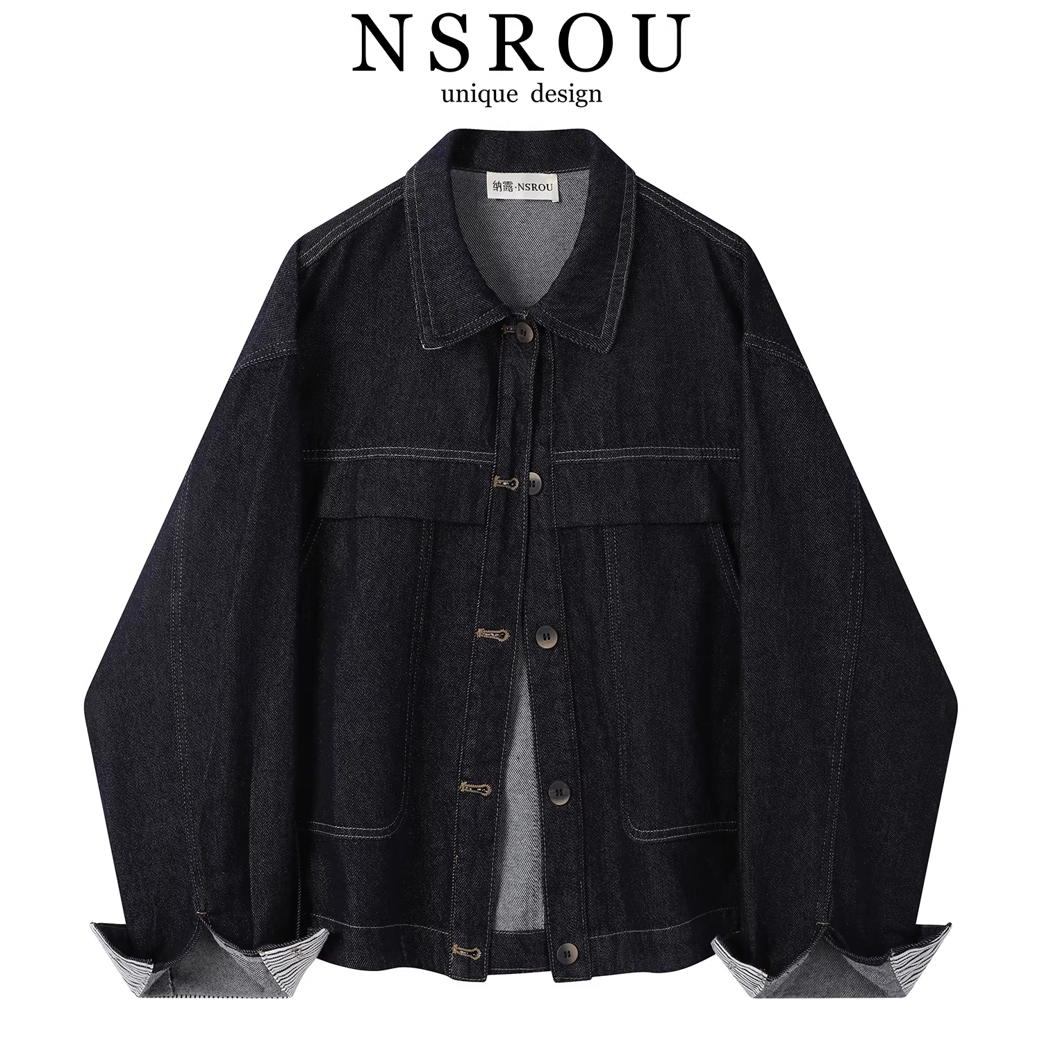 Áo khoác ngắn denim độc đáo và đẹp theo phong cách Hồng Kông dành cho nữ, áo dáng rộng, đa năng, thích hợp cho đầu mùa thu.