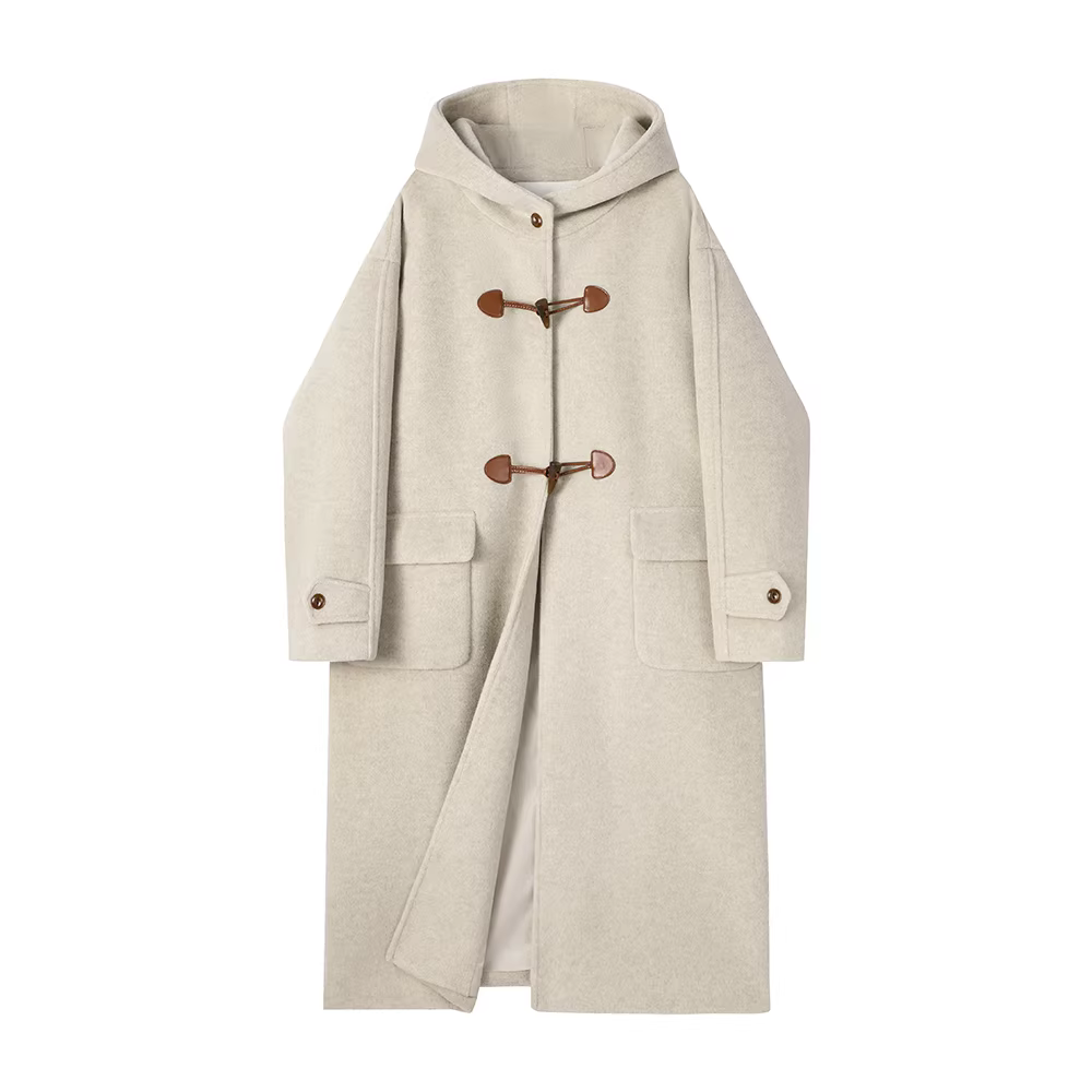 Áo khoác len dáng preppy nhỏ nhắn dành cho nữ, mẫu mới thu đông 2025, áo khoác len cao cấp có mũ