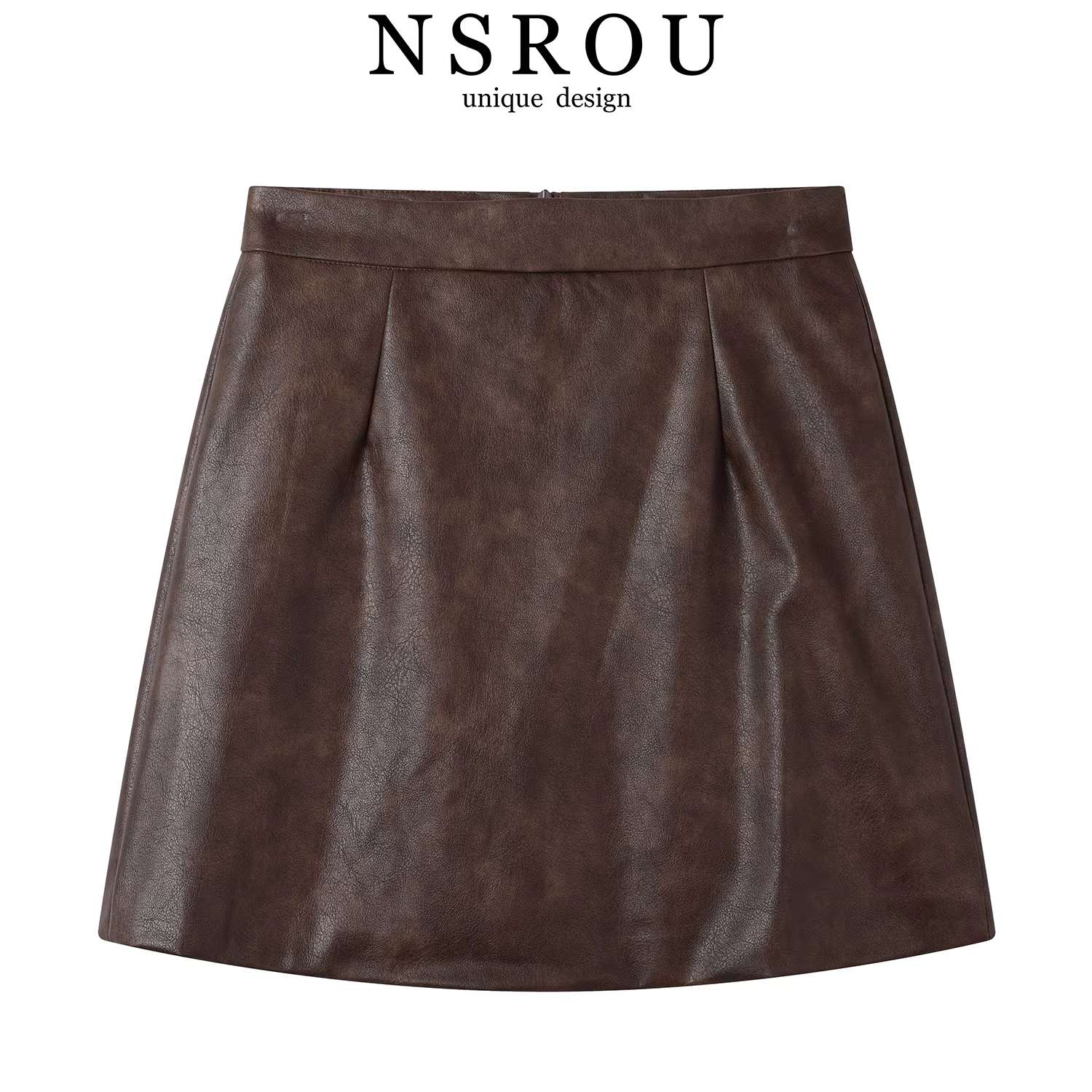 Váy bút chì cổ điển màu nâu kiểu Mỹ, phong cách mới mùa thu đông dành cho nữ, váy da chữ A eo cao thanh lịch, váy ngắn.