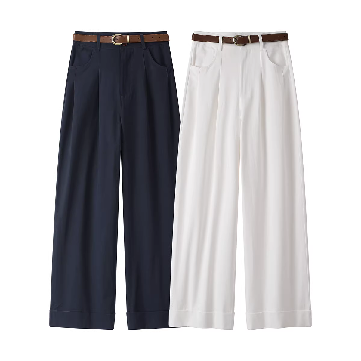 Quần jean ống rộng dáng rộng cao cấp NSROU dành cho nữ, mùa xuân thu, quần dài lười biếng và thoải mái