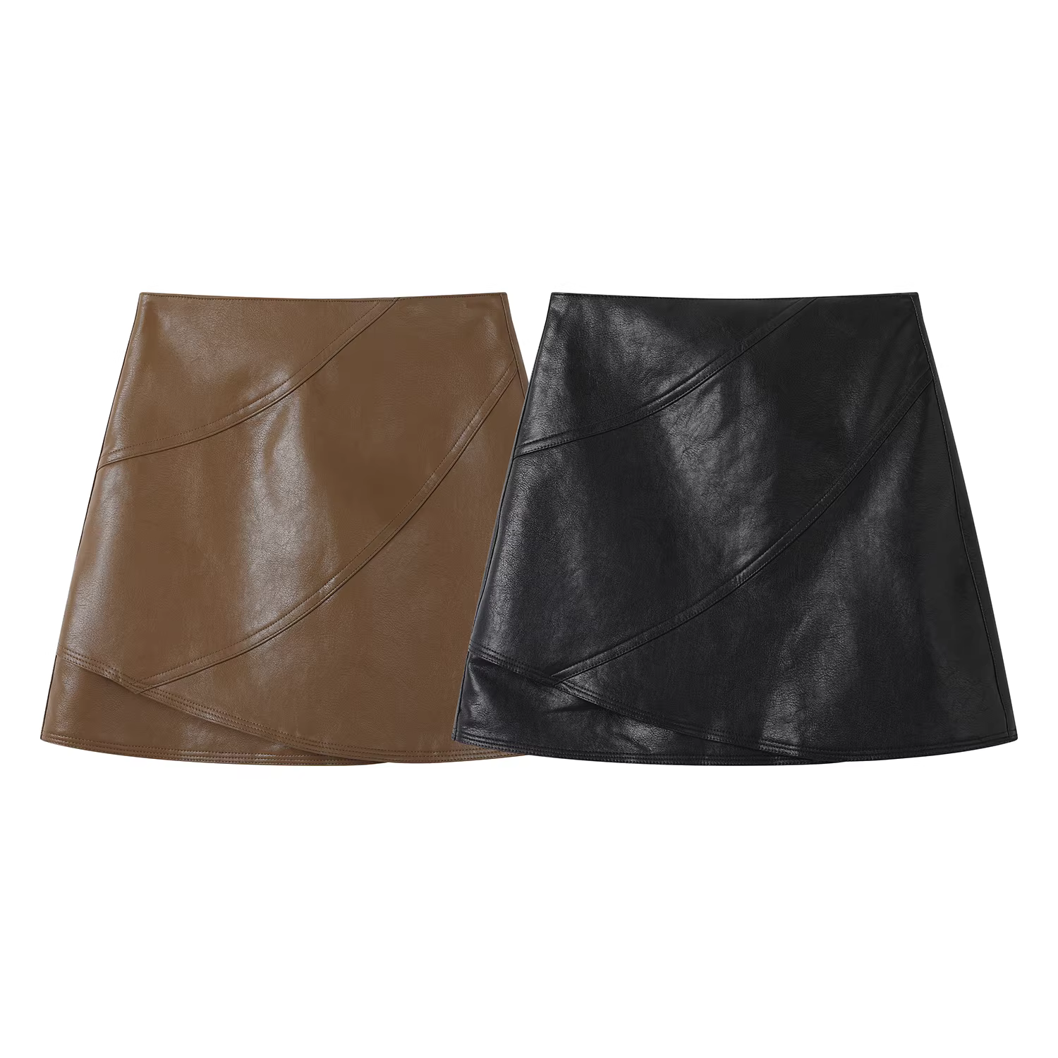 Váy da chữ A ôm dáng, cạp cao, kiểu retro Mỹ, mini, dành cho nữ, mẫu mới mùa thu, bán chạy