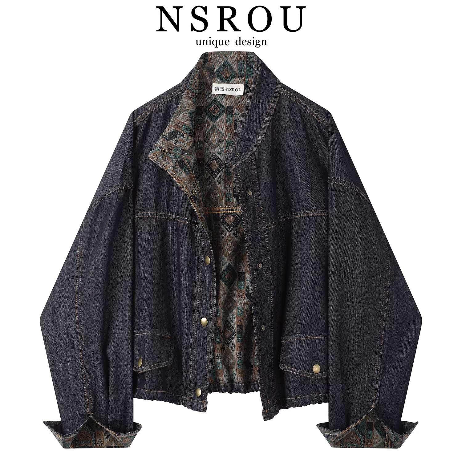 Áo khoác denim ngắn thiết kế theo phong cách retro của Mỹ dành cho nữ, áo mới độc đáo và sang trọng cho đầu mùa thu, siêu phong cách.